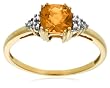 10k Yellow Gold, November Birthstone, Citrine and Diamond Ring