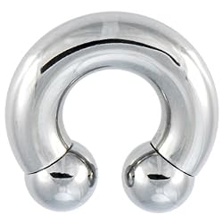 0 Gauge Steel Horseshoe Circular Barbell - 1/2 Inches -10mm