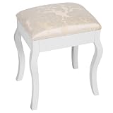 Tabouret pour coiffeuse en bois blanc de style victorien H51Xl39XP30 cmpar Jago