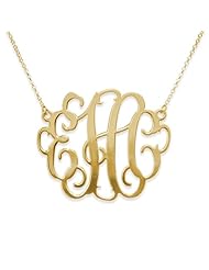 18k Gold Plated Silver XXL Statement Monogram Necklace- 2 INCHES - Custom Made with Any Initial!