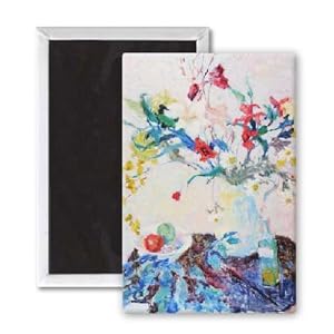 Red, White and Blue: Still Life with Flowers.. - 3x2 inch Fridge Magnet - large magnetic button - Magnet