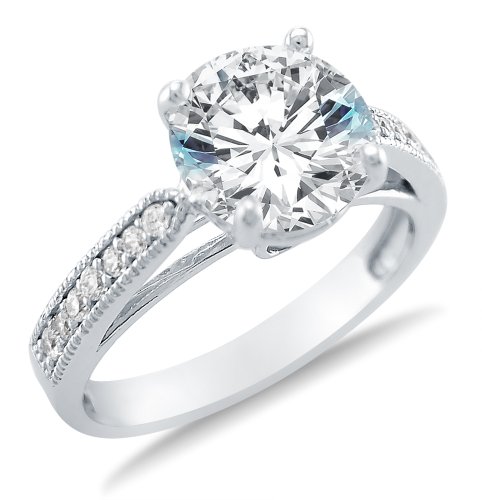 ... Side Stones Highest Quality CZ Cubic Zirconia Engagement Ring 2.0ct ... Side Stones Highest Quality CZ Cubic Zirconia Engagement Ring 2.0ct