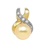 South Sea Golden Pearl Pendant with Diamonds in 14K Yellow Gold