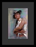 Alicia Keys (In White) Music Gold Wood-Mounted Poster Print - 11 X 17