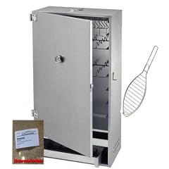 Kastenr�ucherofen Deluxe 110cm XXL Klappt�re mit Themometer, 500 Gr. R�uchermehl und Fischgriller