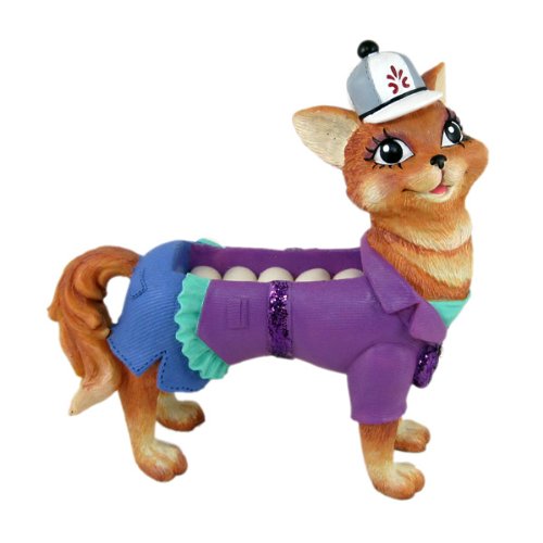 Orange Happy Cat Figurine Ring Holder Purple Whimsical