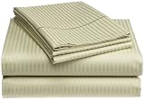 Renaissance Collection 600-Thread-Count Woven Cotton Stripe Queen Sheet Set, Pale Green