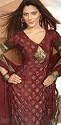 Designer Wine Pink French Crepe Salwar Kameez Unstitched Dress Material with Dupatta