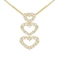 Sterling Silver Tapered Heart Cubic Zirconia Pendant On 18" Chain