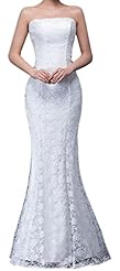 Sexy Strapless Mermaid Lace Satin   Ball Gown Evening Dress/Homecoming Dress/Bridesmaid Dress/Prom Dress/Party Dress/Wedding Dress 