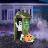 6.5' Tall Airblown Inflatable Halloween Mummy Coming out of Outhouse