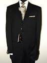 Italian 3 Button 2pc Mens Suit Merino Wool 140's Hand Tailored Year Round Use Business Suit Pure Black