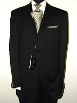 Italian 3 Button 2pc Mens Suit Merino Wool 140's Hand Tailored Year Round Use Business Suit Pure Black