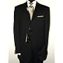 Italian 3 Button 2pc Mens Suit Merino Wool 140's Hand Tailored Year Round Use Business Suit Pure Black