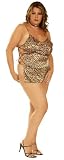 Animal Print Satin Side Tie Slip and String  Plus Size