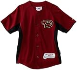 MLB Boys' Arizona Diamondbacks Short Sleeve Authentic Button Front Cool Base Batting Practice Jersey (Brick/Black, X-Large)