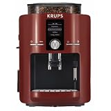 KRUPS EA8255001 Espresseria Full Automatic Espresso Machine with Built-in Conical Burr Grinder, Red