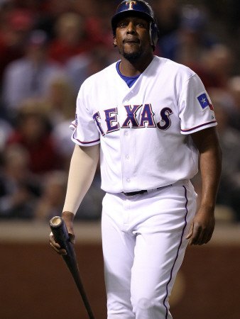 San Francisco Giants v Texas Rangers, Game 4: Vladimir Guerrero Photographic Poster Print by Christian Petersen, 18x24