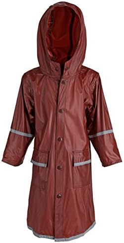 Big Girls Kids Waterproof Full Length Long Hooded Raincoat Jacket for Children - Maroon (X-Large)