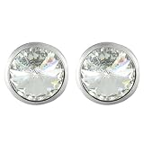 Myka Myka Aragon Antique Silver Round Swarovski Crystal Stud Earrings