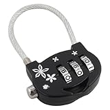 uxcell ダイアル式ロック　ダイヤル式南京錠 　ワイヤーロック　 旅行荷物コンビネーションロック　ブラック　3桁　可変式　荷物