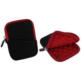 rooCASE Super Bubble Neoprene (Red / Black) Sleeve Case for Panasonic Lumix Digital Camera DMC-FH6 FH8 S2 SZ1 SZ7 TS4 TS20 ZS20