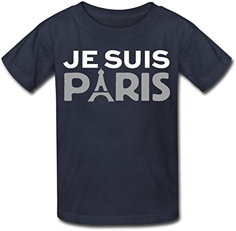 RIen Big Boy's Girl's Paris Attacks Je Suis Paris PorteOuverte Kids T-Shirt - M Navy