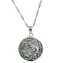 Green Jade & Sterling Silver Handmade Dragon Pendant Necklace