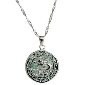 Green Jade and Sterling Silver Handmade Dragon Pendant Necklace by Jade Birthstones