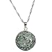  : GREEN JADE STERLING SILVER HMADE DRAGON PENDANT NECKLACE