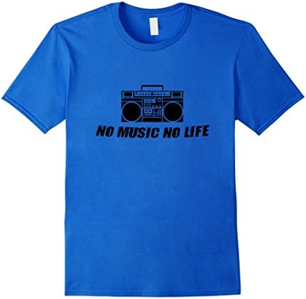 Men's No Music No Life - Funny Cute Boombox Retro 80s Genre Shirt XL Royal Blue