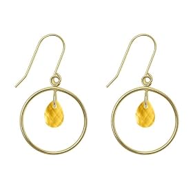 10k Yellow Gold, November Birthstone, Citrine Briolette Dangle Earrings by Amazon.com Collection