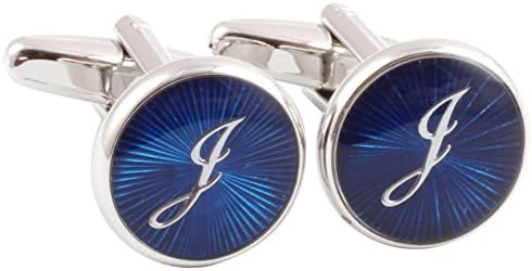 Men's Shirts Cufflinks Alphabet Letter Round Color Silver (J)