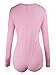 Moxeay V-Neck One Piece Bodysuit Long Sleeve Bodycon Rompers (X-Large, Pink)
