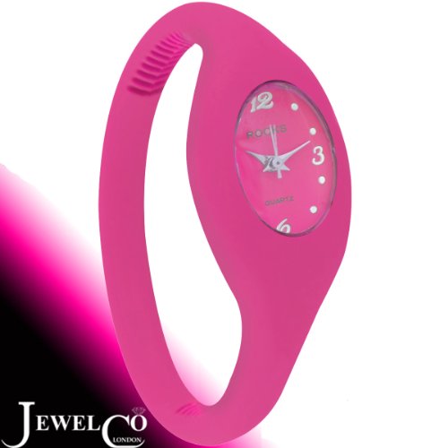 Jewelco London Rocks ¦ Analog ¦ Flip Silicon Sports Swimproof Watch -medium/ladies 16cm, Hot Pink - Amazon UK