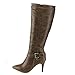 DE BLOSSOM COLLECTION NANCY-21X Women Pointy Toe Buckle Strap Side Zip Knee High Stiletto Boot