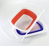 from iOSSS Collapsable and foldable Silicon Over the Sink Drainer Colander - Available in red or blue