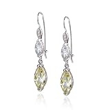 Sterling Silver Canary Cubic Zirconia Marquis Drop Earrings by Cheline