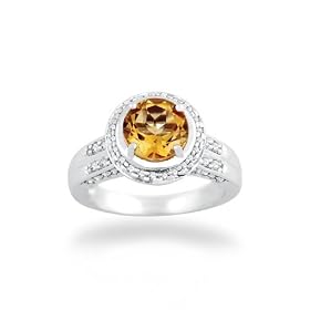 Buy 2.30ct tw Natural Diamond (G-H-SI2) and Citrine Ring in 14K White Gold by TRI JEWELS