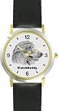 Afghan Hound (SC) Dog - WATCHBUDDY DESIGNER DELUXE TWO-TONE THEME WATCH - Arabic Numbers-EVENING TWILIGHT STYLE - Gray Dial with Black Leather Strap-Children's Size-Small ( Boy's Size & Girl's Size )