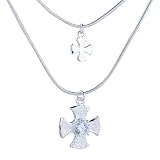 Pugster Crystal Accent Celtic Cross Pendant Necklace Sterling Silver Jewelry For Women