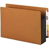 Smead End Tab Pocket, Reinforced Straight-Cut Tab, 3-1/2" Expansion, Extra Wide Legal Size, Redrope with Dark Brown Gusset, 10 per Box (74681)