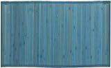 Laser Printed Split Bamboo 2' x 3' Cadet Blue Veranda Rug