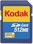 Kodak Branded Cards - Sd CARDS512 Mb No Security (Retail Package) KPSD512SCN