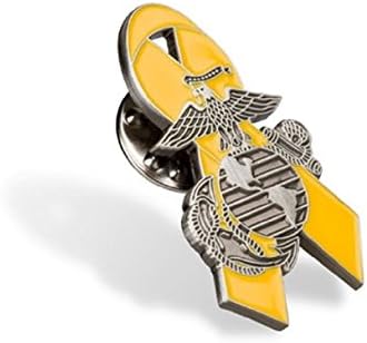U.S. Marine Corps Eagle Globe Anchor Yellow Ribbon Lapel or Hat Pin