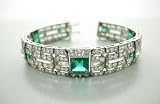 Platinum Diamond and Emerald Bracelet by Tiffany & Co.