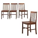 Walkler Edison Solid Wood Dining Chairs, Brown, Set of 4