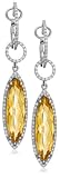 14k White Gold Citrine and Diamond Dangle Earrings