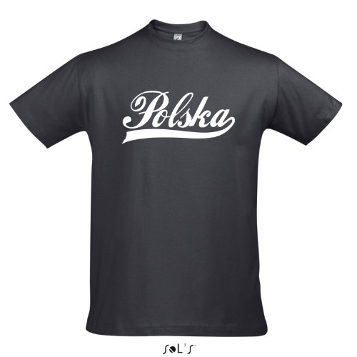 T-Shirt Polen Oldschool Polska LÄNDERSHIRT EM / WM FAN Trikot S-XXL , Mouse grey – weiß , S