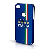 Hartschale Handycase (transparent) mit austauschbarem Design für iPhone 4 und 4S (mit Logocut) + YOUNiiK Styling Skin Designfolie - Fan Artikel Fußball Italien - Forza Italia